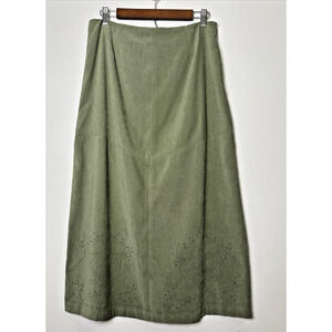 Talbots Vintage Brushed Twill Maxi Skirt Green Size 12P Indie Boho Earthy Ranch